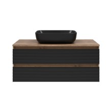 DAKOTA -100 Тумба подвесная 2 ящ.  (ДСП (Дуб Гал. Черный кварц) / раковина