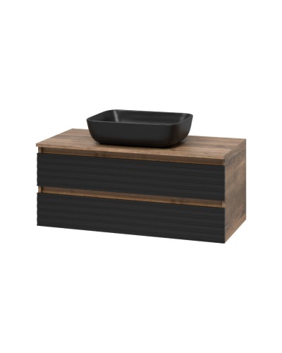 DAKOTA -100 Тумба подвесная 2 ящ.  (ДСП (Дуб Гал. Черный кварц) / раковина