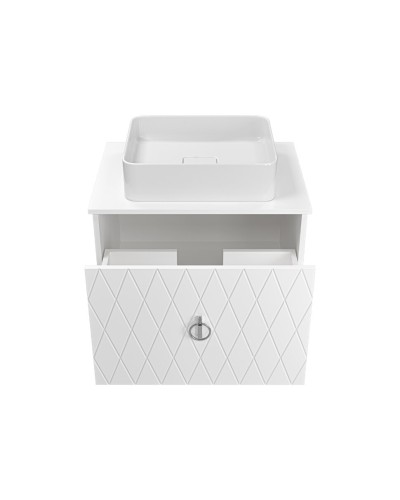 Манго - 65 Тумба подвесная 1 ящ белая эмаль глянец / раковина