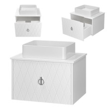 Манго - 65 Тумба подвесная 1 ящ белая эмаль глянец / раковина