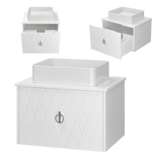 Манго - 65 Тумба подвесная 1 ящ белая эмаль глянец / раковина