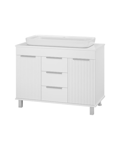 ENFIDA -100 Тумба напольная 3 ящ. белая мат. эмаль / раковина
