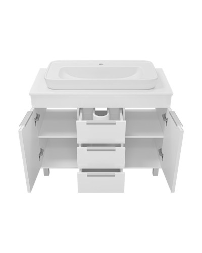 ENFIDA -100 Тумба напольная 3 ящ. белая мат. эмаль / раковина