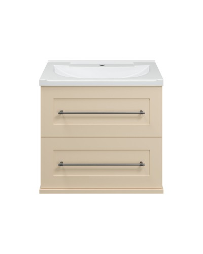 Марта - 60 Тумба подвесная 2 ящ. бежевый (эмаль) / раковина