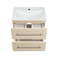 Марта - 60 Тумба подвесная 2 ящ. бежевый (эмаль) / раковина