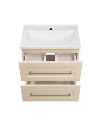 Марта - 60 Тумба подвесная 2 ящ. бежевый (эмаль) / раковина