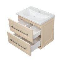 Марта - 60 Тумба подвесная 2 ящ. бежевый (эмаль) / раковина