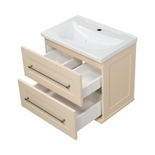 Марта - 60 Тумба подвесная 2 ящ. бежевый (эмаль) / раковина