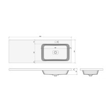 Чегет - 70 Тумба напольная 3 ящ. под стиральную машину, белая / раковина ПРАВАЯ