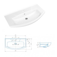 Лувр - 85 Тумба напольная, серая / раковина