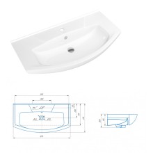 Лувр - 85 Тумба напольная, серая / раковина