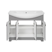 Лувр -105 Тумба напольная, серая / раковина