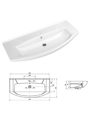 Лувр -105 Тумба напольная, серая / раковина