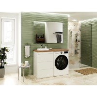 GRAFIT - 40 Тумба напольная 3 ящ. БЕЛАЯ под стиральную машину / раковина Камилла левая