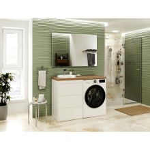 GRAFIT - 40 Тумба напольная 3 ящ. БЕЛАЯ под стиральную машину / раковина Камилла левая