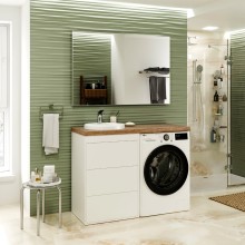 GRAFIT - 40 Тумба напольная 3 ящ. БЕЛАЯ под стиральную машину / раковина Камилла левая