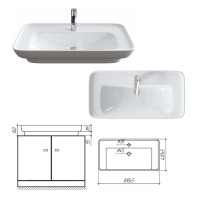 SAVOY - 90 Тумба подвесная с 1 ящ. белый / раковина