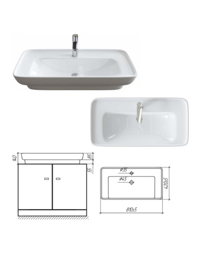 SAVOY - 90 Тумба подвесная с 1 ящ. белый / раковина
