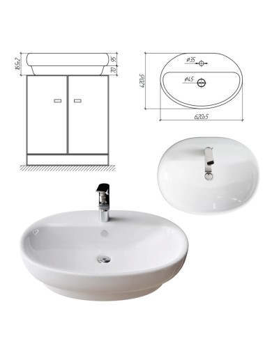 SAVOY - 80 Тумба подвесная с 1 ящ. черный / раковина