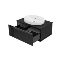 SAVOY - 80 Тумба подвесная с 1 ящ. черный / раковина