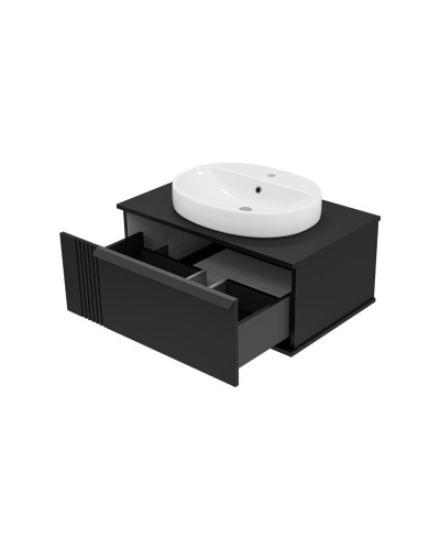 SAVOY - 80 Тумба подвесная с 1 ящ. черный / раковина