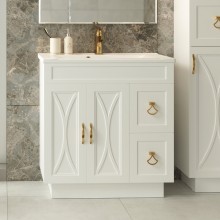 Амбра - 80 тумба белая с 2 ящ. / раковина