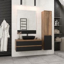 DAKOTA -100 Тумба подвесная 2 ящ.  (ДСП (Дуб Гал. Черный кварц) / раковина