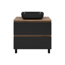 DAKOTA - 80 Тумба напольная 2 ящ.  (ДСП (Дуб Гал. Черный кварц) / раковина