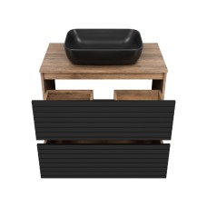 DAKOTA - 80 Тумба напольная 2 ящ.  (ДСП (Дуб Гал. Черный кварц) / раковина