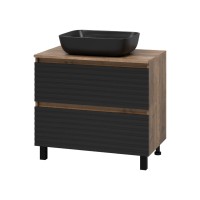 DAKOTA - 80 Тумба напольная 2 ящ.  (ДСП (Дуб Гал. Черный кварц) / раковина