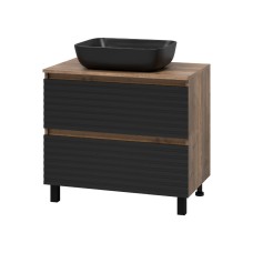 DAKOTA - 80 Тумба напольная 2 ящ.  (ДСП (Дуб Гал. Черный кварц) / раковина