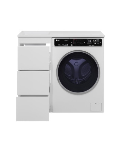 GRAFIT - 40 Тумба напольная 3 ящ. БЕЛАЯ под стиральную машину / раковина Гавана лев.