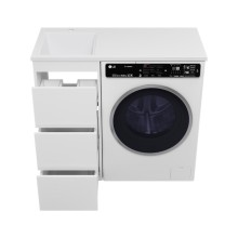 GRAFIT - 40 Тумба напольная 3 ящ. БЕЛАЯ под стиральную машину / раковина Гавана лев.