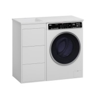 GRAFIT - 40 Тумба напольная 3 ящ. БЕЛАЯ под стиральную машину / раковина Гавана лев.