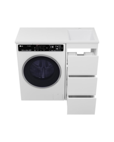 GRAFIT - 40 Тумба напольная 3 ящ. БЕЛАЯ под стиральную машину / раковина Гавана прав.