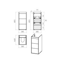 GRAFIT - 40 Тумба напольная 3 ящ. БЕЛАЯ под стиральную машину / раковина Гавана прав.