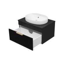 ENFIDA - 70 Тумба подвесная черная мат. эмаль 1 ящ. / раковина