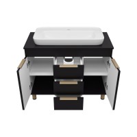 ENFIDA -100 Тумба напольная 3 ящ. черная мат. эмаль / раковина