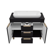 ENFIDA -100 Тумба напольная 3 ящ. черная мат. эмаль / раковина