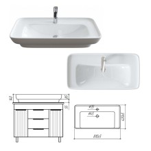 ENFIDA -100 Тумба напольная 3 ящ. черная мат. эмаль / раковина