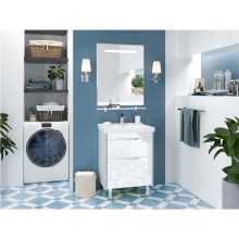 Фест - 60 Тумба 2 ящ. Белая эмаль Стекло / раковина