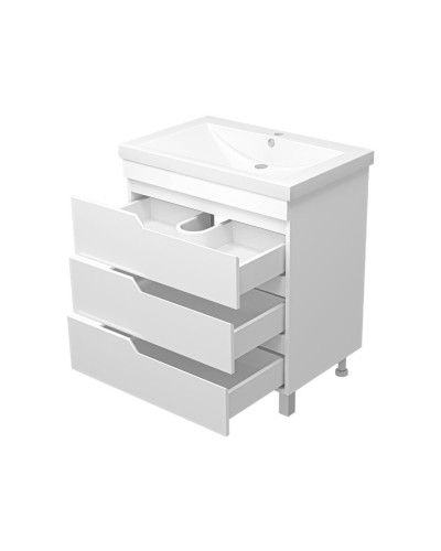 Софт - 75 Тумба напольная с 3 ящ.эмаль / раковина