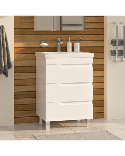 Софт - 60 Тумба напольная с 3 ящ.эмаль / раковина