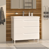 Софт - 90 Тумба напольная с 3 ящ.эмаль / раковина