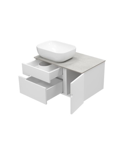 Роял - 80 Тумба подвесная с 2 ящ. белый / столешница / раковина