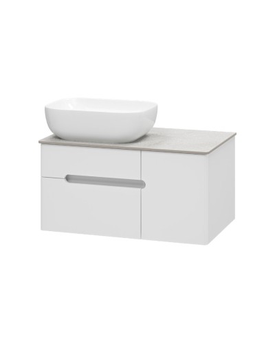 Роял - 80 Тумба подвесная с 2 ящ. белый / столешница / раковина
