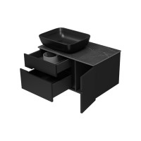 Роял - 80 Тумба подвесная с 2 ящ. черный / столешница / раковина