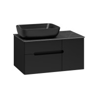 Роял - 80 Тумба подвесная с 2 ящ. черный / столешница / раковина