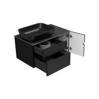 Роял - 80 Тумба подвесная с 2 ящ. черный / столешница / раковина