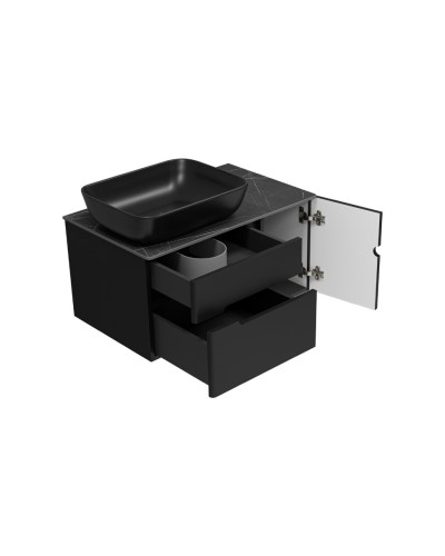 Роял - 80 Тумба подвесная с 2 ящ. черный / столешница / раковина